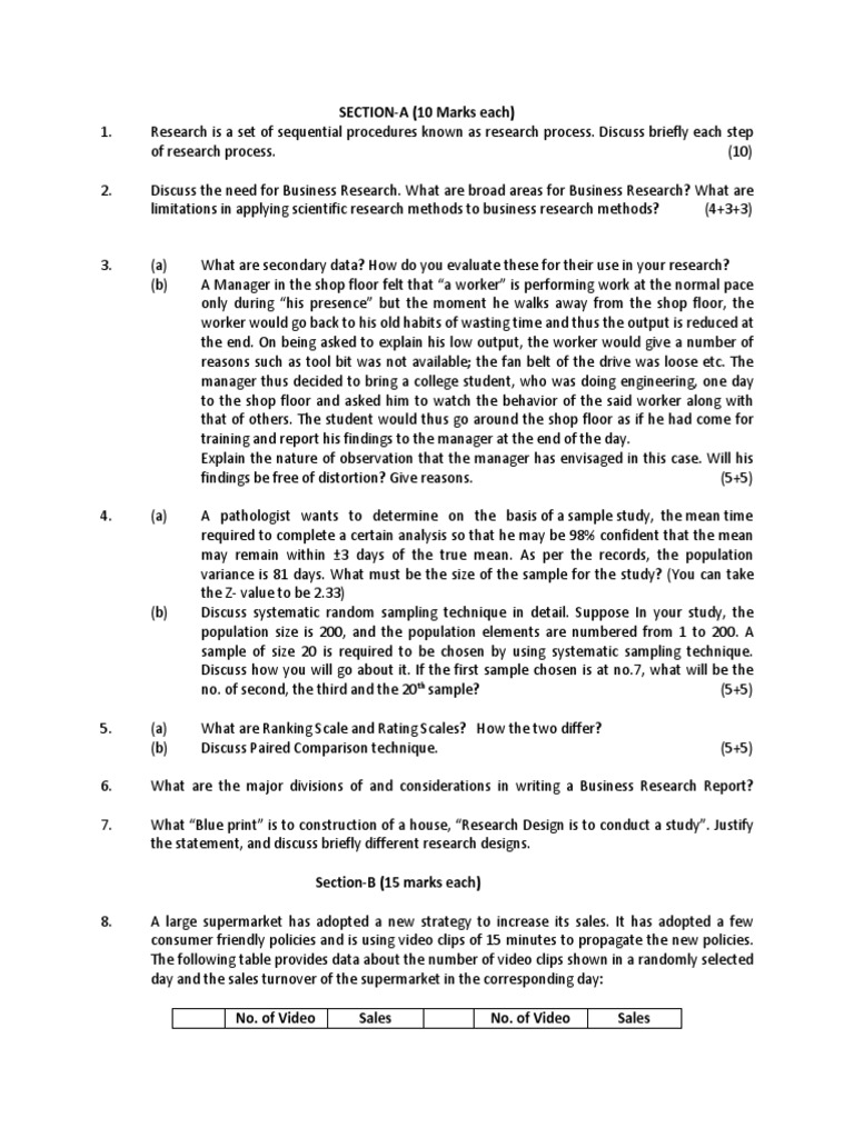 SECTION-A (10 Marks Each) | PDF | Scientific Method | Research Methods