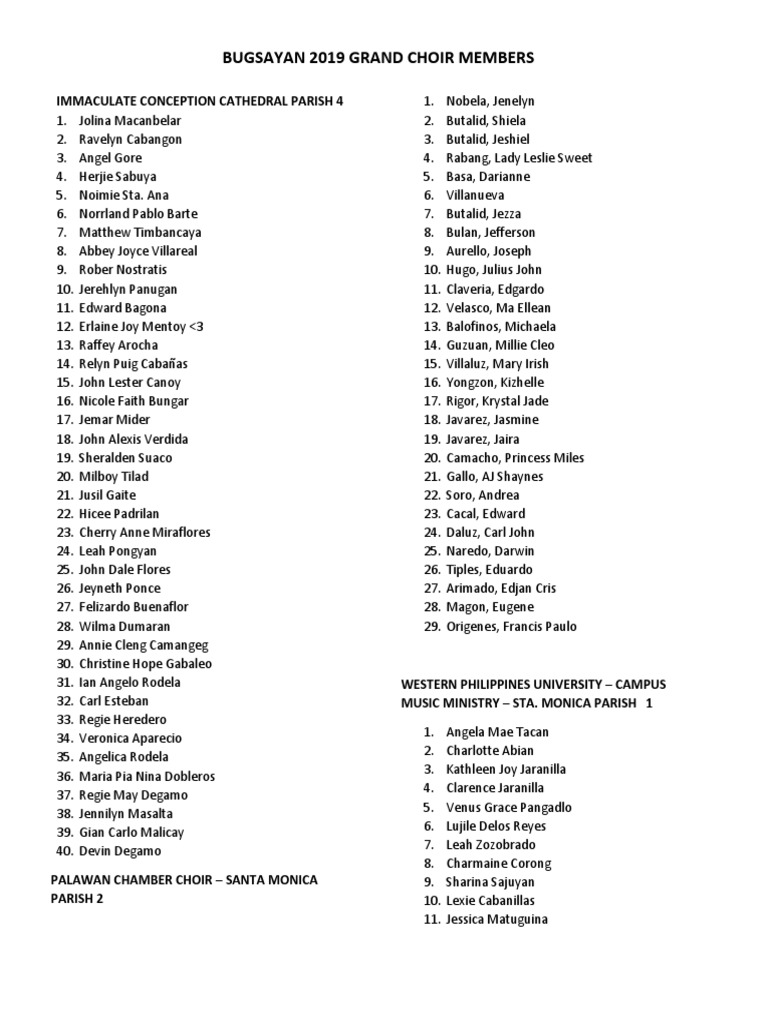Avpp Central Grand Choir Members | PDF