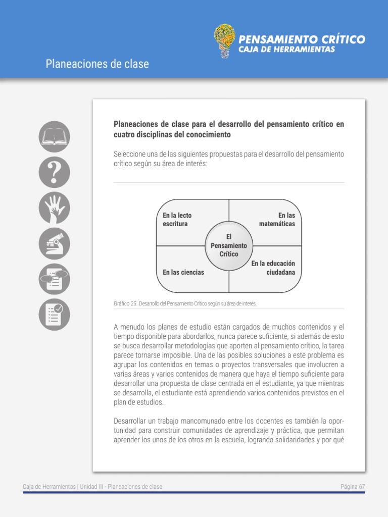 Plan de Clase Pensamiento Crítico | PDF | Pensamiento crítico | Plan de ...
