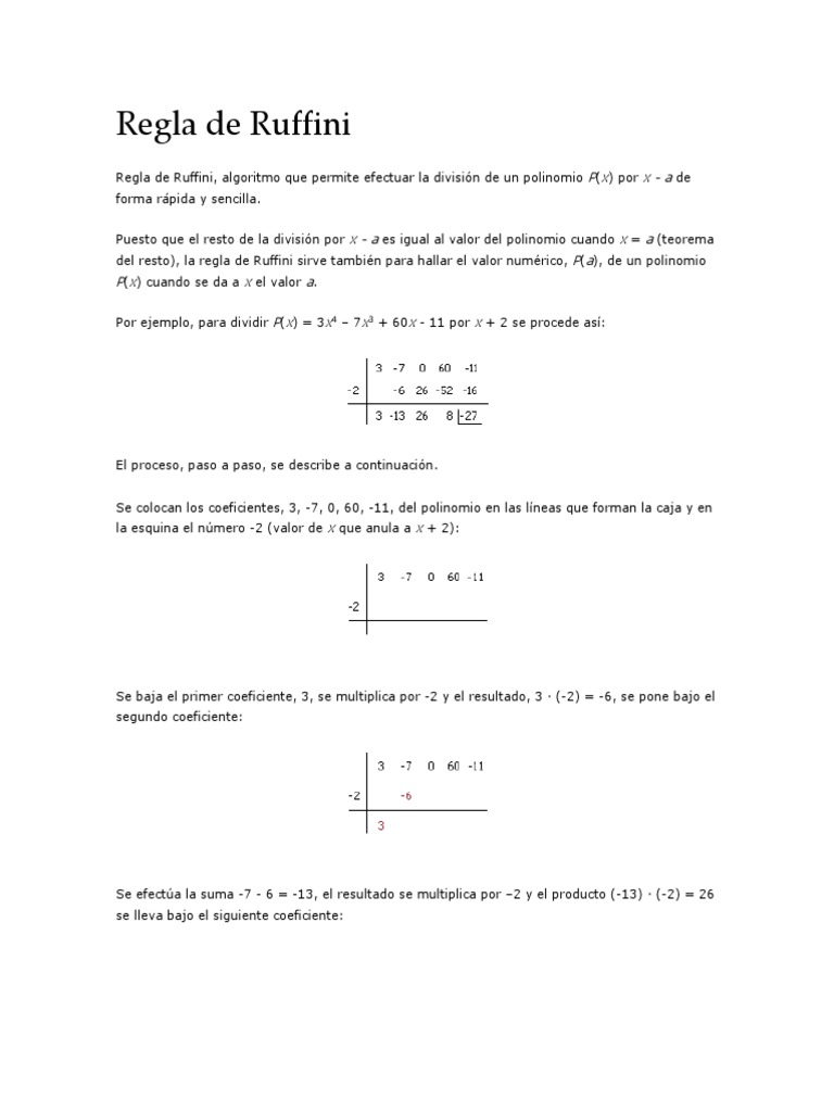 Regla de Ruffini | PDF