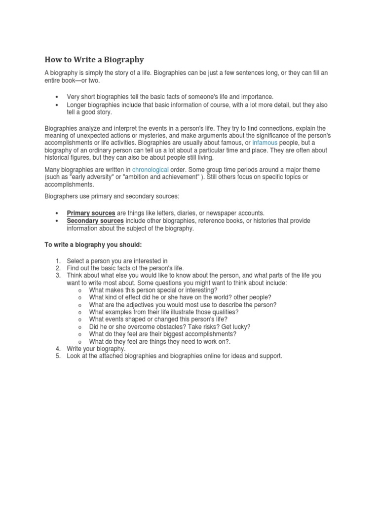Writing a Biography: A Step-by-Step Guide | PDF