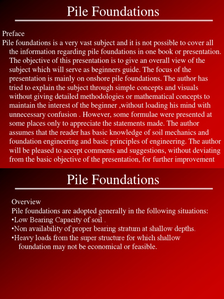 Pile Foundation Presentation Pdf Deep Foundation Friction