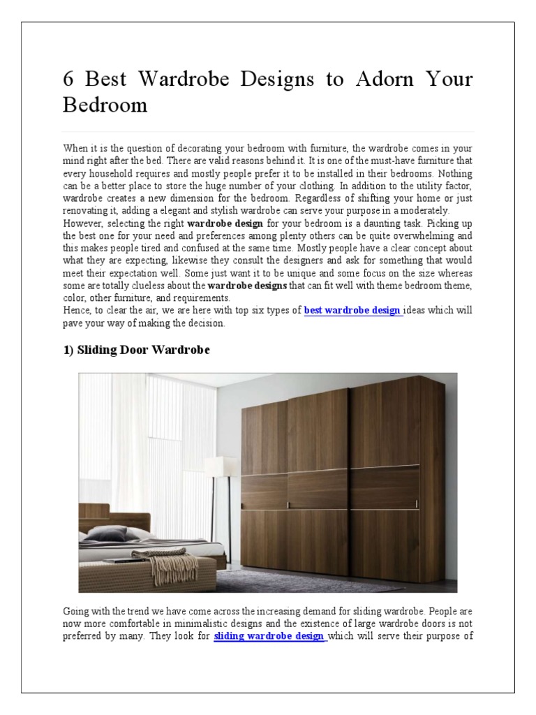 Top 6 Wardrobe Designs for Bedrooms | PDF | Bedroom | Clothing
