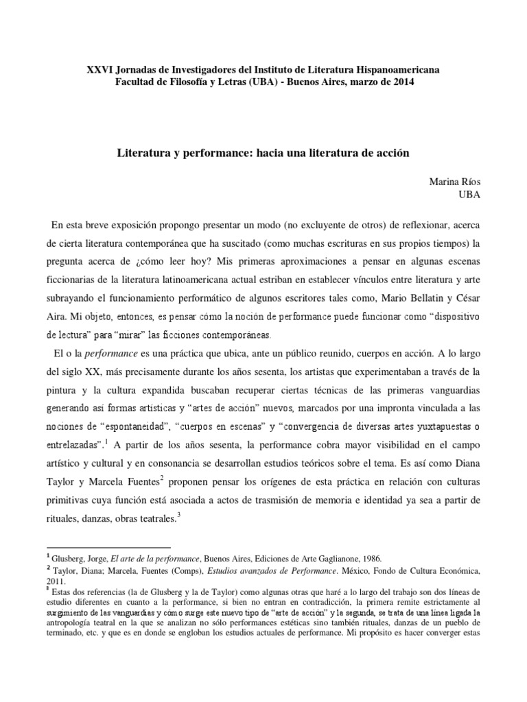Literatura y performance en Aira y Bellatin | PDF | Arte de performance ...