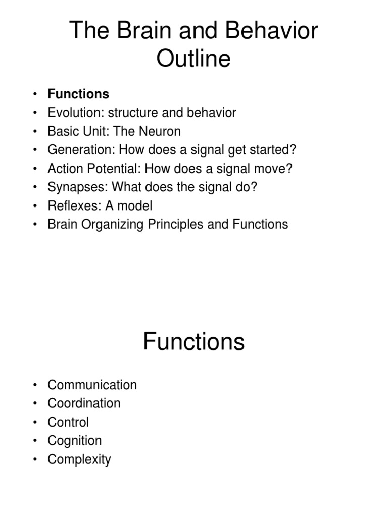 The Brain and Behavior Outline | PDF | Action Potential | Neuron