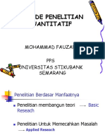 Metode Penelitian Kuantitatif: Mohammad Fauzan PPS Universitas Stikubank Semarang