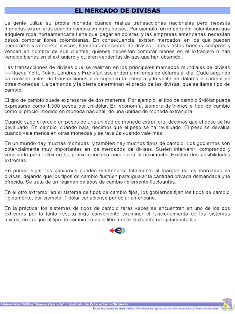 Funcionamiento del Mercado de Divisas | PDF | Tipo de cambio | Mercado ...