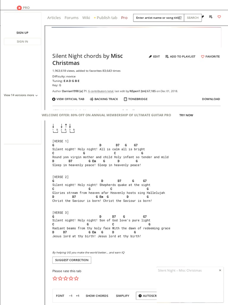 Silent Night Chords Ver 4 By Misc Christmas Musical Forms Entertainment General