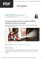 'a Música Brasileira Está Uma Merda', Diz Milton Nascimento, Triste Com o Mundo - 22-09-2019 - Mônica Bergamo - Folha