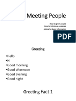 Meeting People: How To Greet People How To Introduce Ourselves Asking For Basic Information