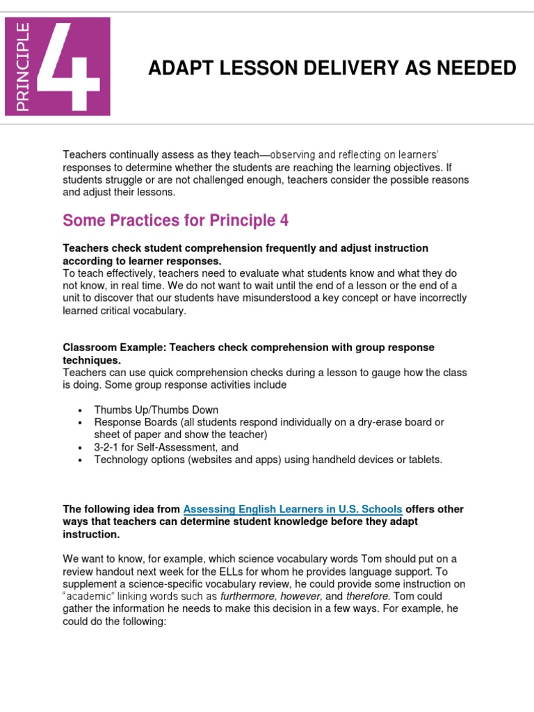 Adapt Lesson Delivery As Needed Tesl | PDF | Teachers | Curriculum