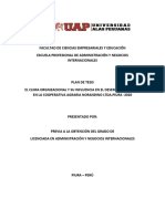 Clima organizacional y desempeño laboral en cooperativa Norandino