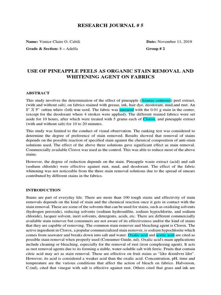 Research Paper 6 PDF Bleach Chemical Compounds