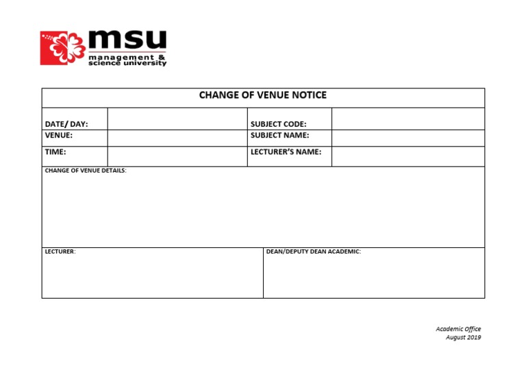 Change of Venue Notice Template | PDF