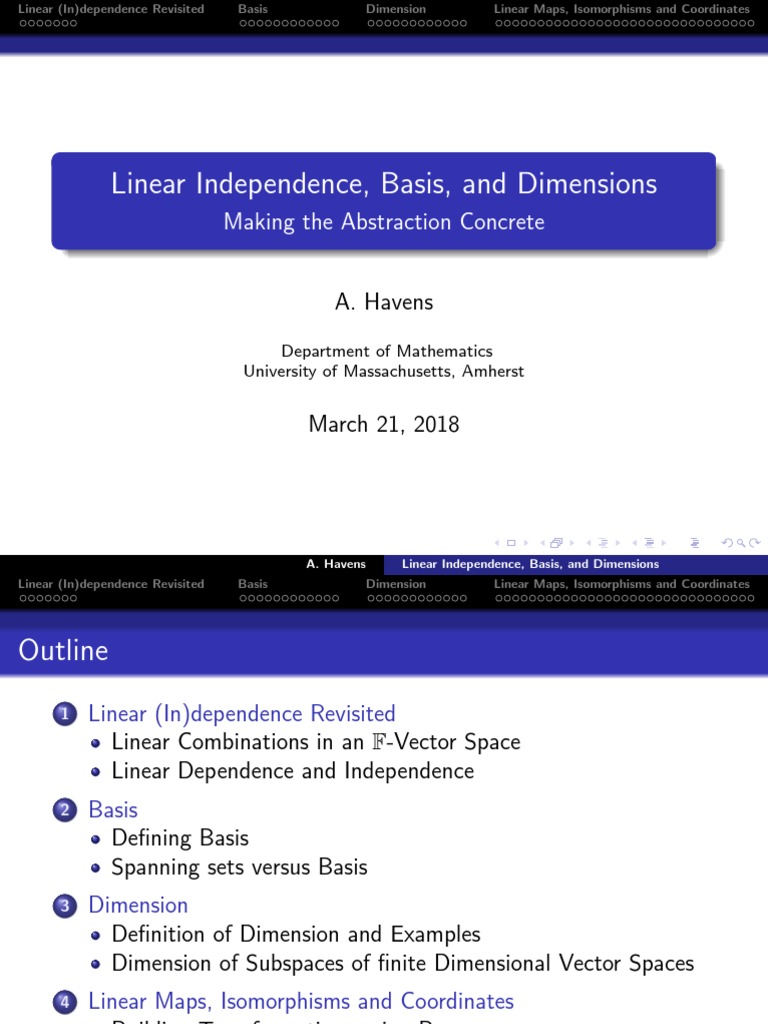 Teoría de bases y dimensiones PDF Basis (Linear Algebra) Linear Map