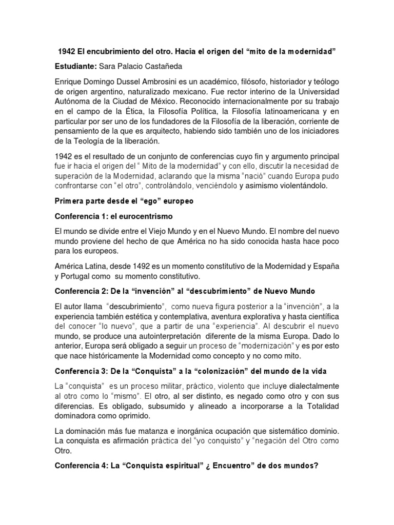 El Encubrimiento Del Otro PDF Viajes por Europa Modernidad