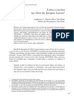 Letra e Escrita Na Obra de Jacques Lacan: Guilherme C. Oliveira Silva, São Paulo Nelson Da Silva Junior, São Paulo