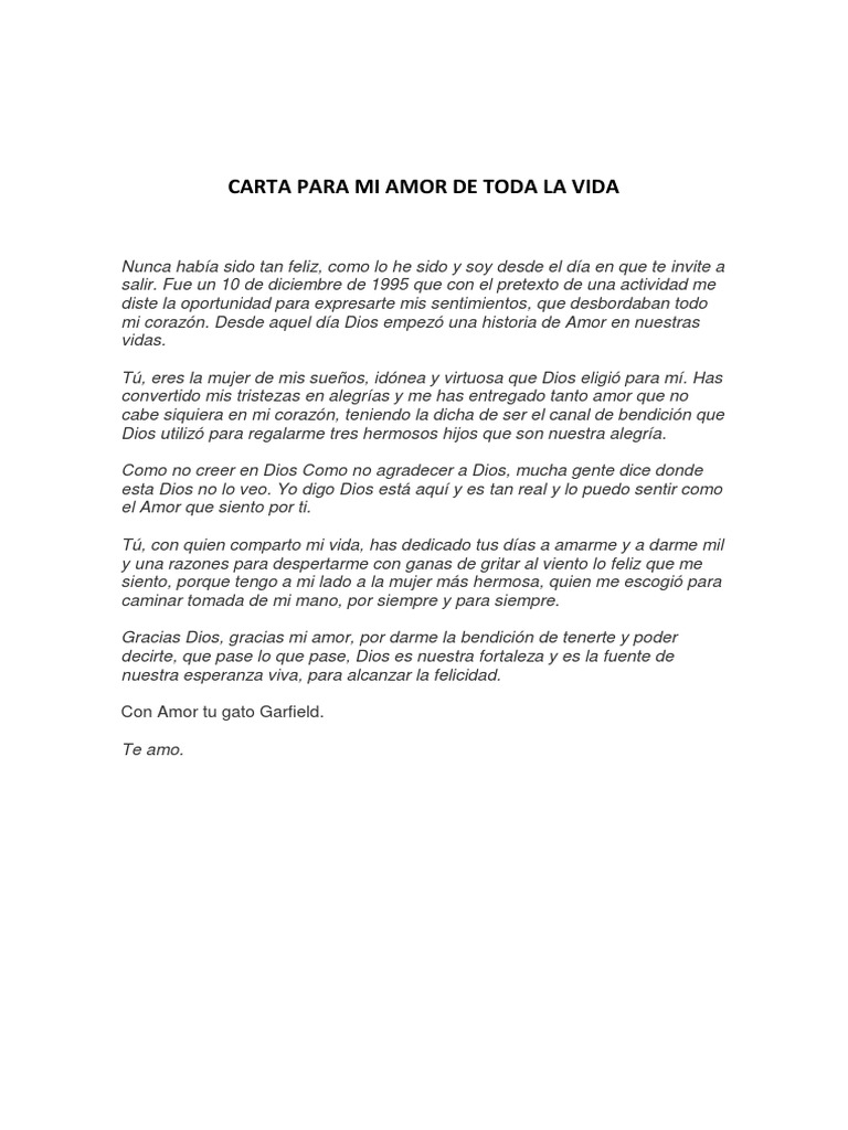 Carta de Amor para Toda La Vida | PDF