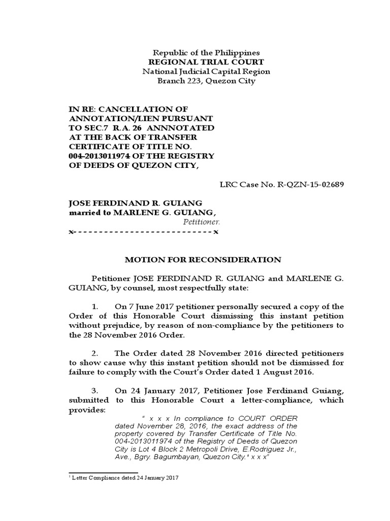 Motion For Reconsideration PDF Government Justice