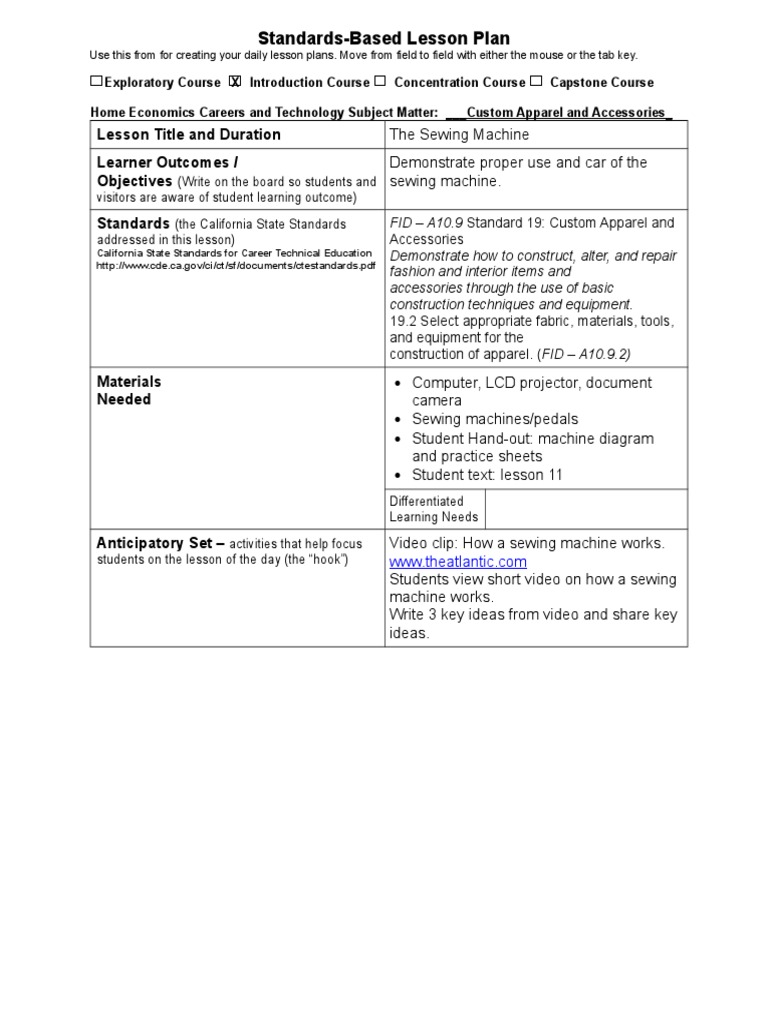StandardsBased Lesson Plan Lesson Title and Duration Learner