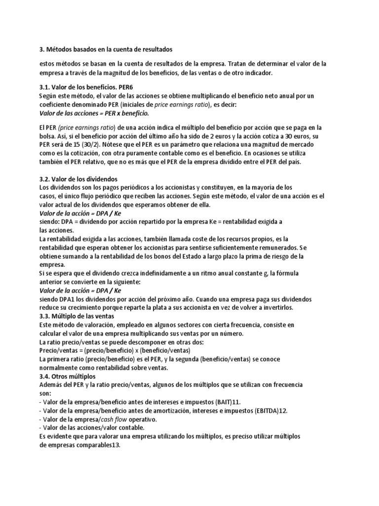 Métodos de Valoración Empresarial | PDF | Flujo de caja descontado ...