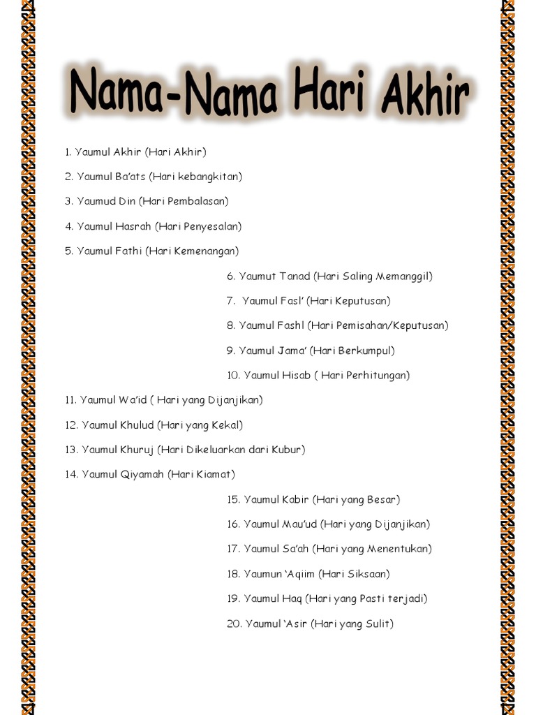 Macam Macam Nama Lain Hari Kiamat Pdf