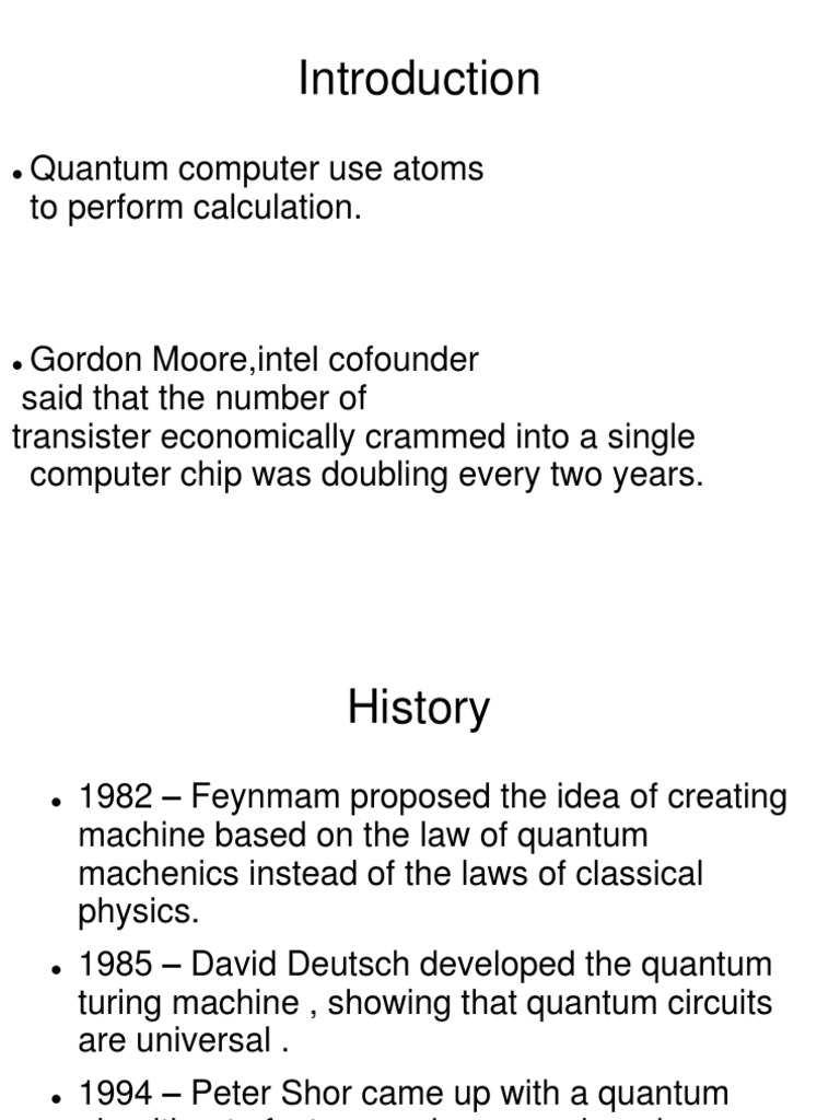 Quantum Computing Basics and History | PDF