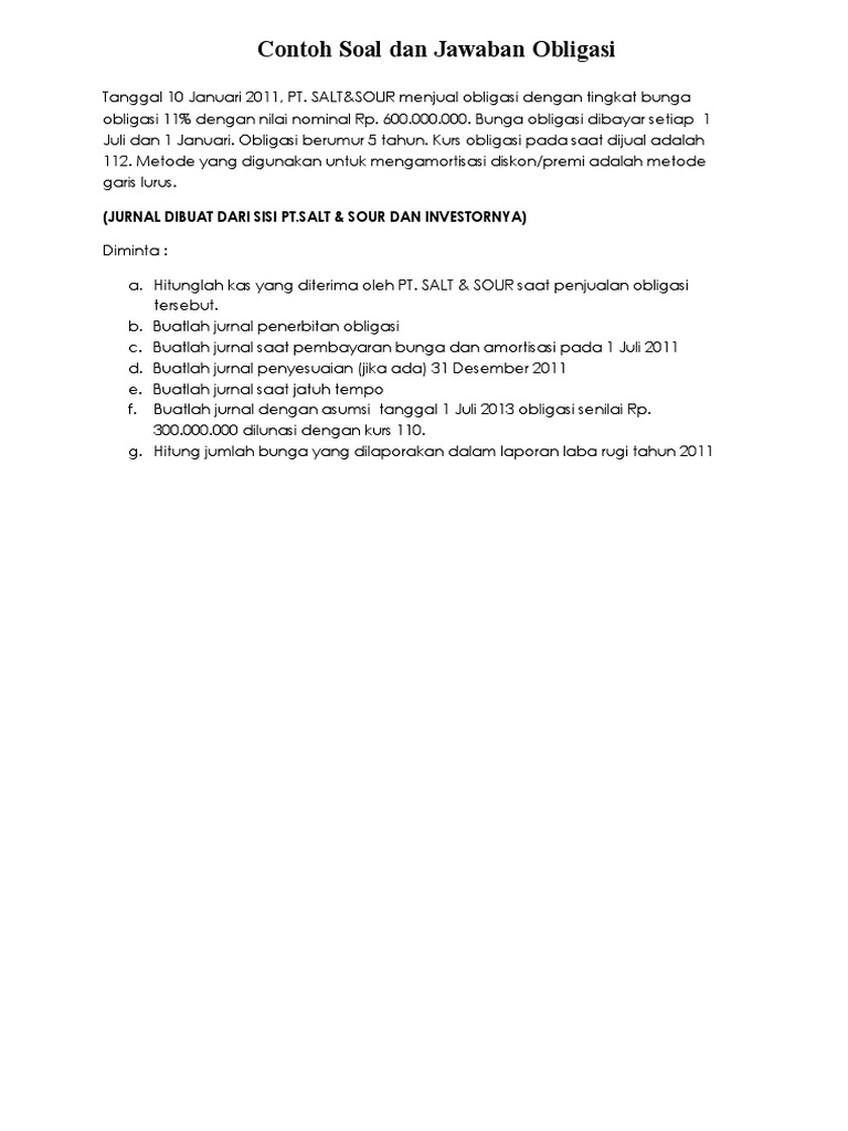Contoh Soal Obligasi