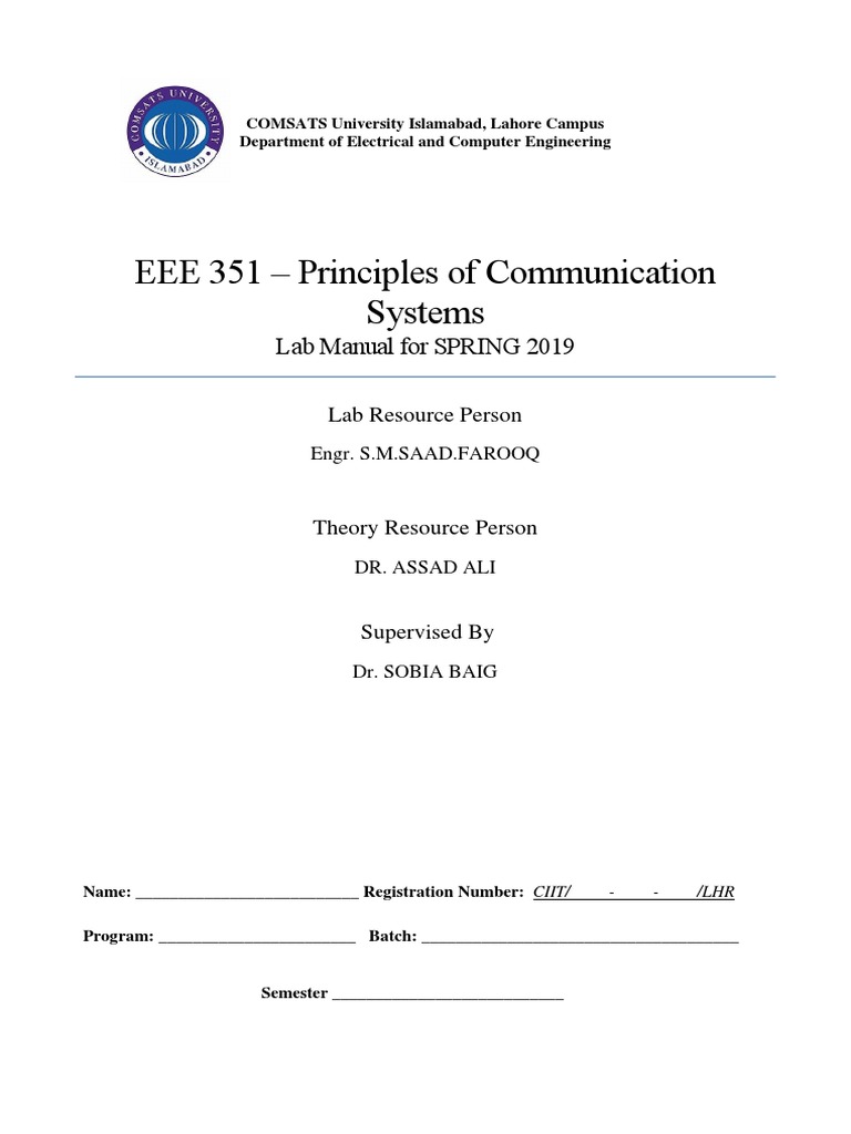 EEE 351 Communication Systems Lab Manual | PDF | Discrete Fourier ...