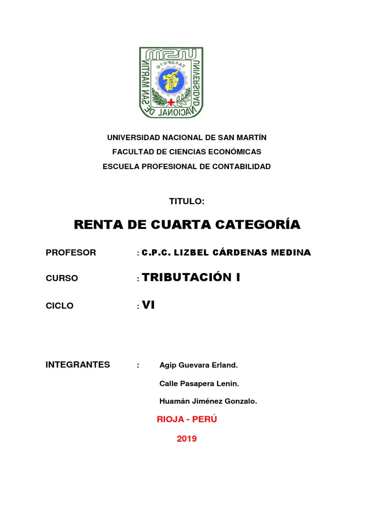 Renta de Cuarta Categoría y su Impuesto | PDF | Impuesto sobre la renta ...
