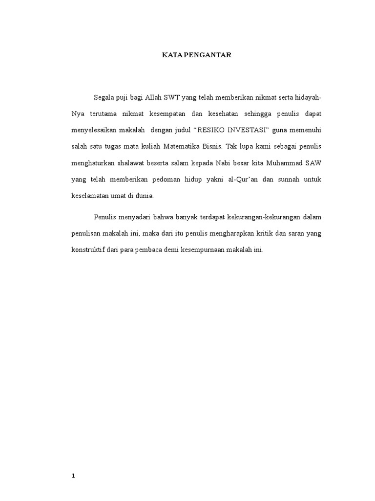 Makalah Resiko Investasi