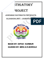 Investigatory Project: Jawahar Navodaya Vidyalaya ALIABADA, Dist.: JAMNAGAR (Guj.)