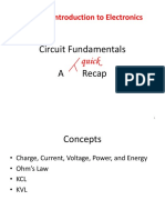 Esc201: Introduction To Electronics: Circuit Fundamentals A Recap