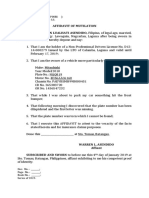 Affidavit of Mutilation: Republic of The Philippines) Sto. Tomas, Batangas) S.S