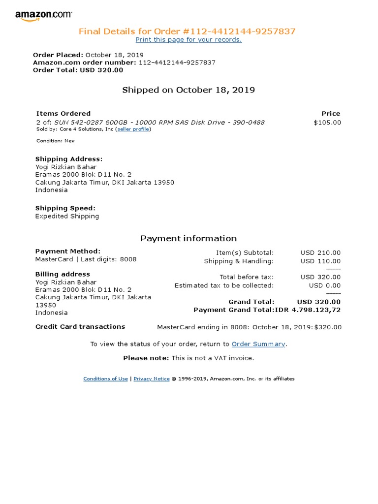 Order Confirmation for Yogi Rizkian Bahar | PDF