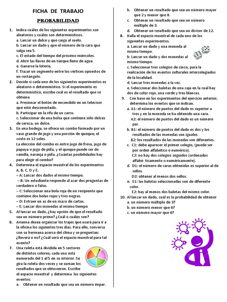Hojas De Trabajo De Probabilidad Para La Escuela Secundaria En Formato Pdf