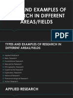 Types and Examples of Research in Different Areas/Fields