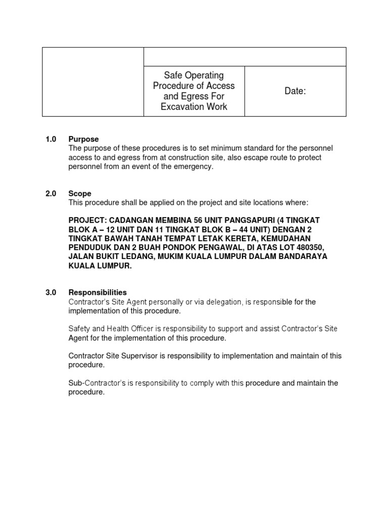 SOP Access and Egress Template | PDF | Ladder | Stairs