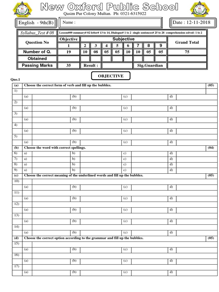 9th Grade English Test Guide | PDF | Cognitive Science | Learning