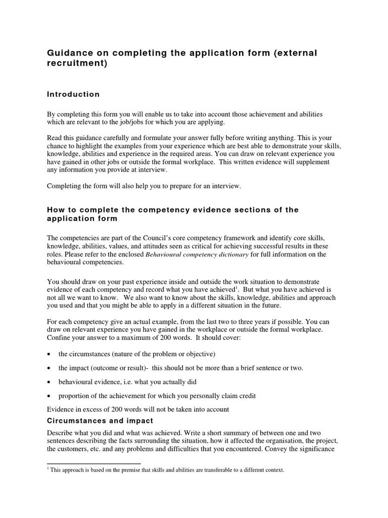 Application Form Completion Guidance | PDF | Competence (Human ...