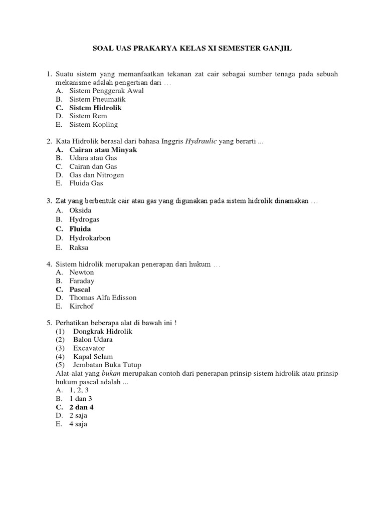 Contoh Soal Uas Prakarya Xi Docx