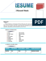 (Masaud Shah) : Degree Obt - Marks Total - Marks Grade Board/University