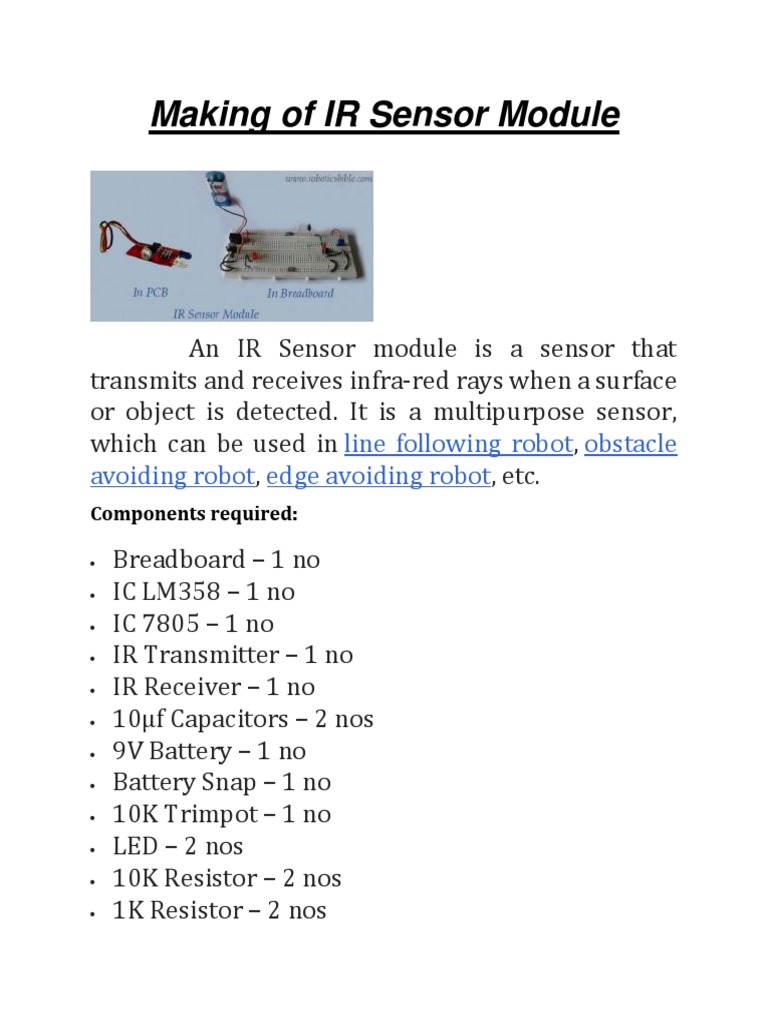 IR Sensor Module (Making) | PDF | Electrical Equipment | Electromagnetism
