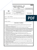 Question Booklet - 2016 Subject: Paper II: Biology: Question Booklet Version Roll No. Question Booklet Sr. No