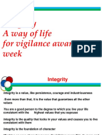 Integrity A Way of Life For Vigilance Awareness Week