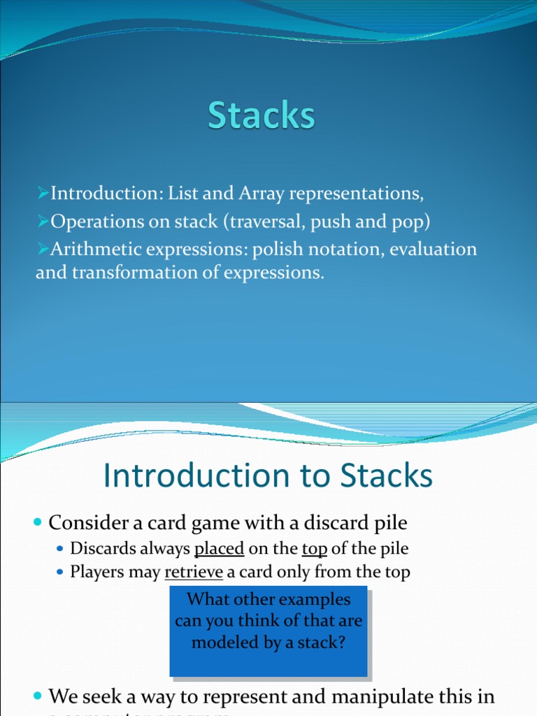 Stack Operations and Expression Evaluation | PDF | Mathematical ...