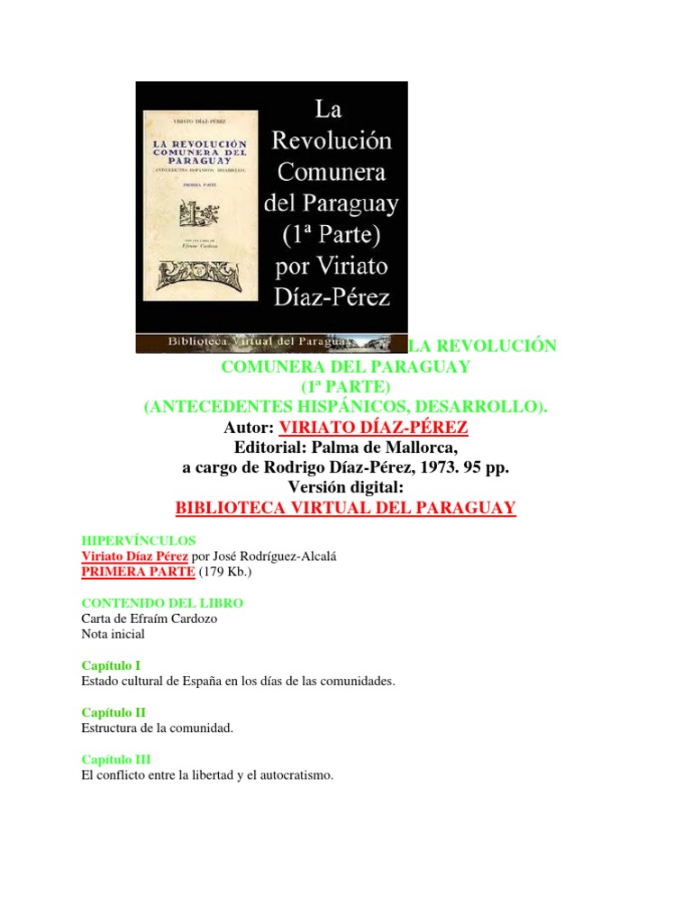 LA REVOLUCIÓN COMUNERA DEL PARAGUAY Ipart PDF España Nobleza