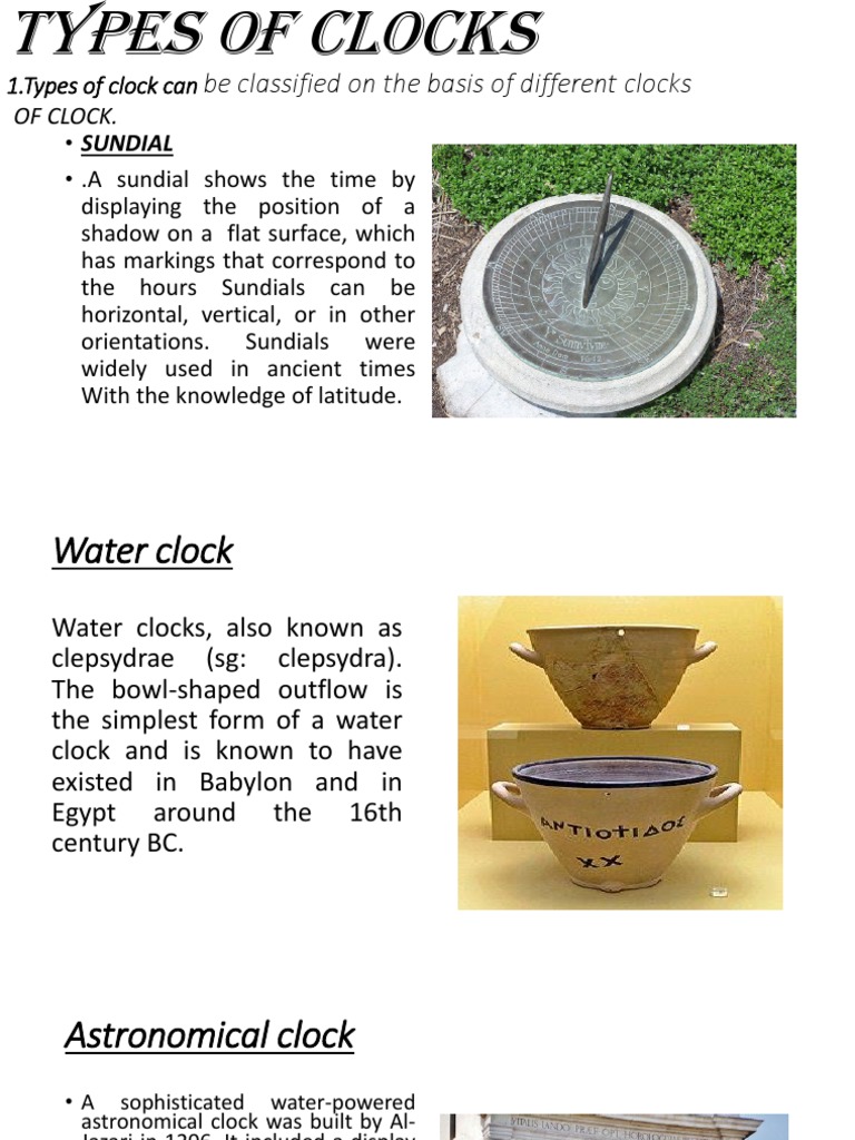 Types of Clocks PDF Clock Measuring Instrument