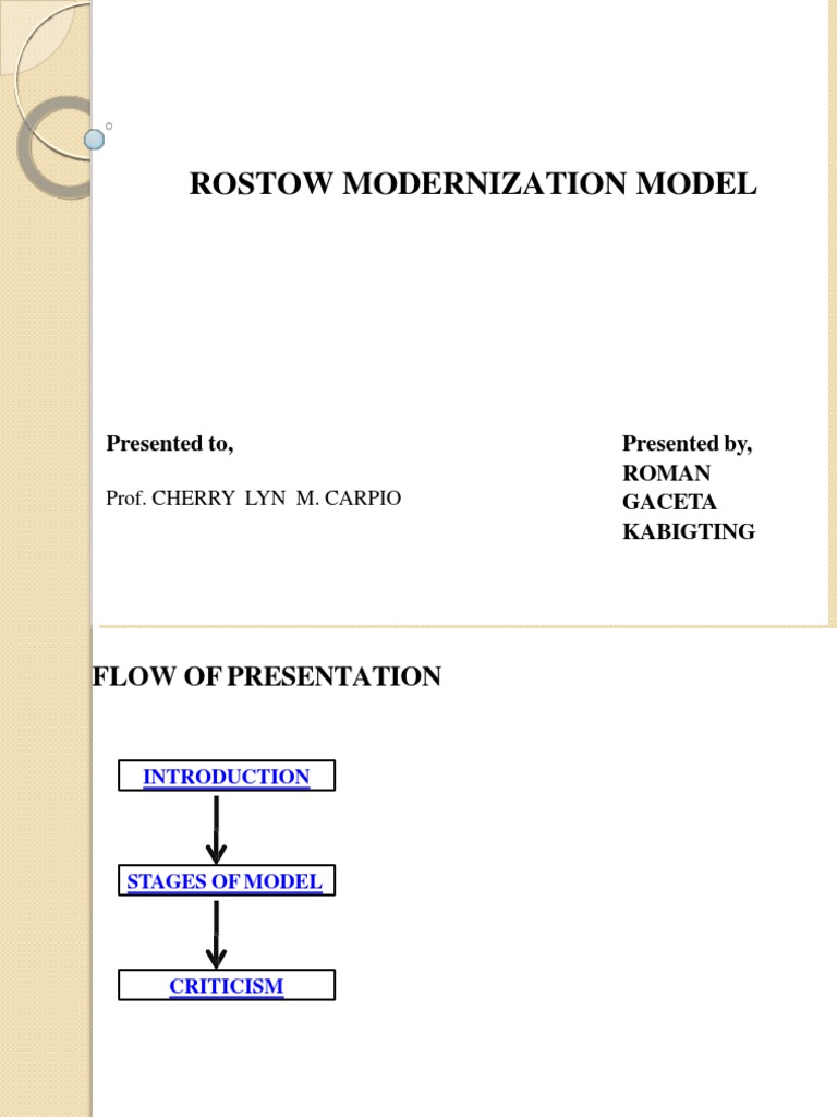 Rostow Modernization Model: Presented To, Presented By, Roman Gaceta ...