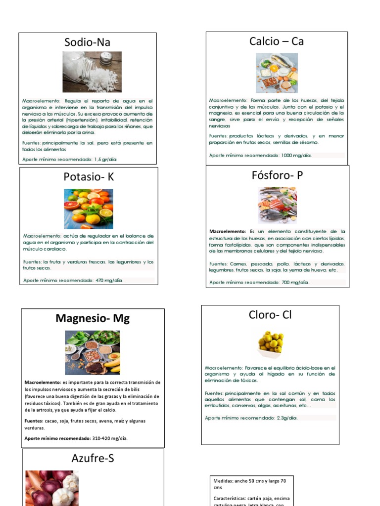 Tabla Periódica de Alimentos Esenciales | PDF | Potasio | Dieta y nutrición